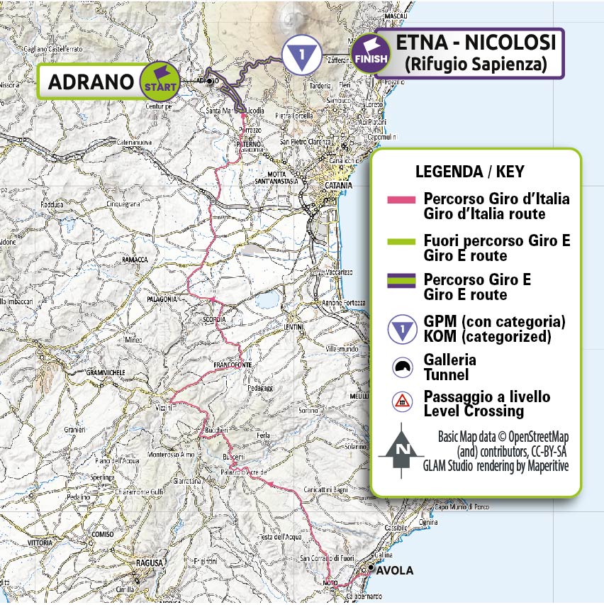 Tappa 1 del Giro-E 2022: Adrano, Etna