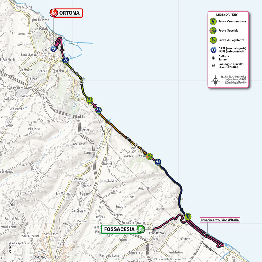 Planimetria/Map Tappa 1 Giro-E Enel X Way 2023