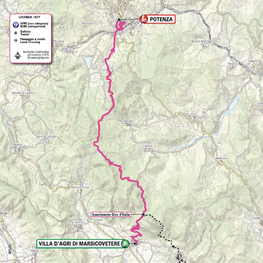 Altimetria/Profile Tappa 1 Giro-E 2026
