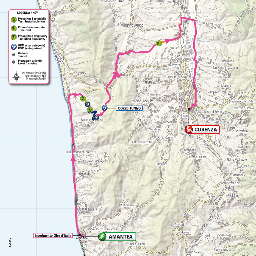 Planimetria/Map Tappa 1 Giro-E 2026